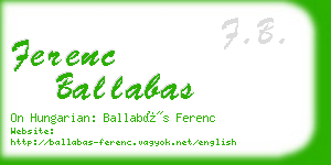 ferenc ballabas business card